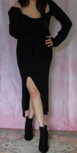 black ribbed dress outfit for date night